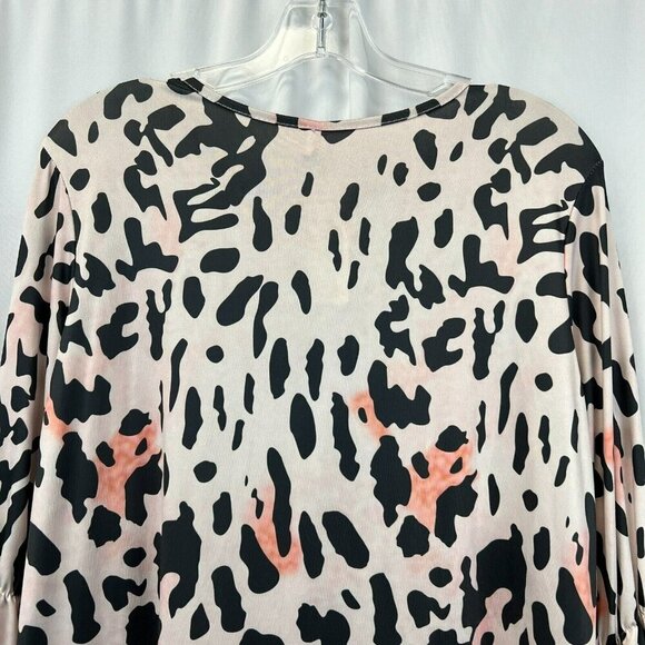 OC Order Plus Womens Pink Leopard Print Long Sleeve High Low Tunic Top Sz Small - Picture 7 of 9
